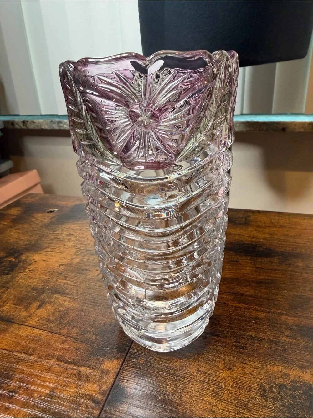 Vintage Anna Hutte Bleikristall Floral Lead Crystal Vase Made In Germany
